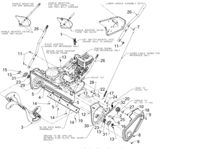 Frame Diagram and Parts List for 1X21-INCHHP (31PS2S5C710)(2017) Cub Cadet Snow Blower